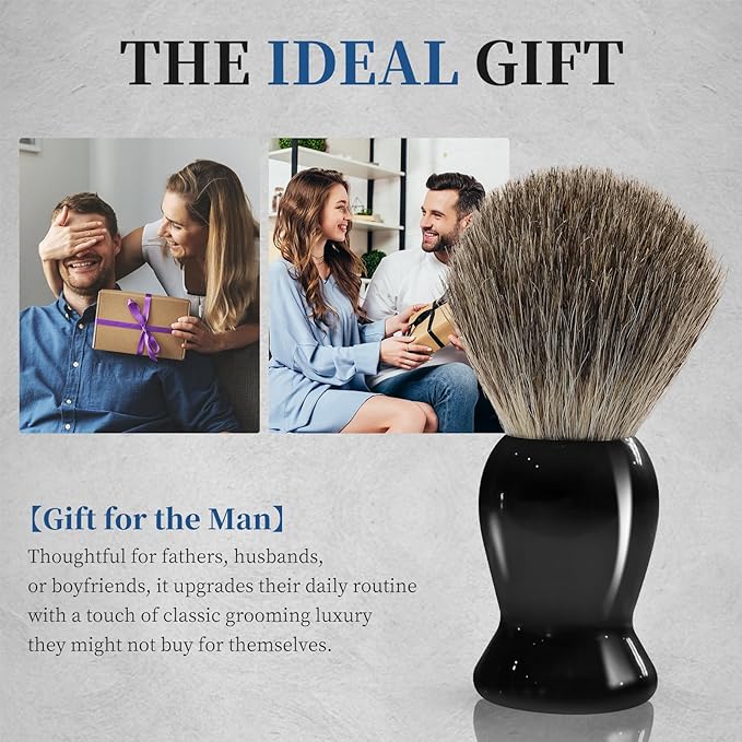 2Pack Badger Hair Shaving Brush - Professional Fast Lather Shaving Cream Brush for Sensitive Skin, Luxury Shave Brush for Men Gift