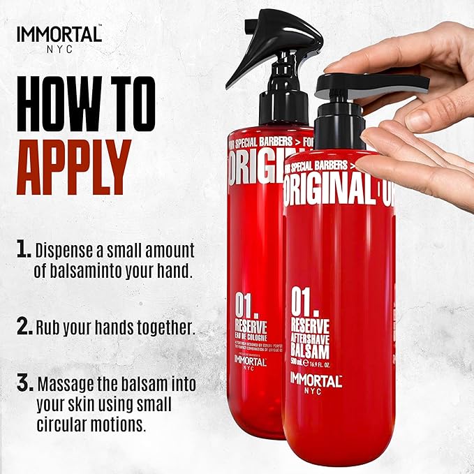 Immortal NYC Reserve 01, AFTERSHAVE SPRAY & BALM/CREAM for Men- Moisturizing & Soothing Formula After Shaving and Reserve Cologne 01 Eau de Cologne-Spicy Floral Aftershave For Men-17 oz