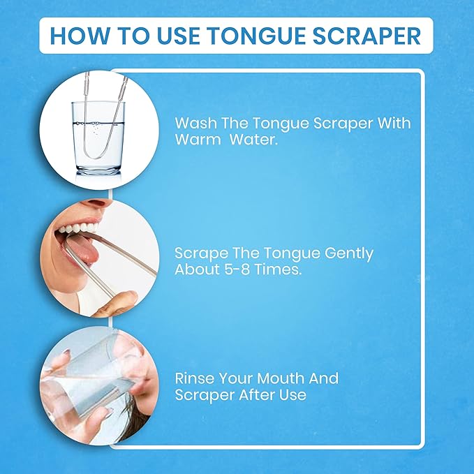 Tongue Scraper for Adults by HOKIN (1Pc Oral Care Pack) Stainless Steel Tongue Cleaners Reduce Bad Breath 100% Metal Tough Scrapers Men and Women Hygiene
