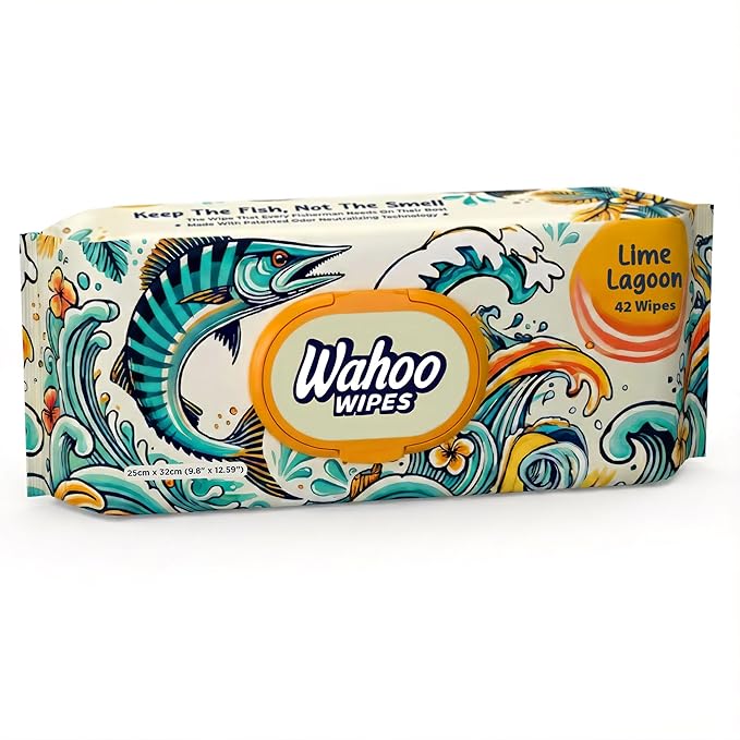 Wahoo Wipes – Durable Odor-Neutralizing Wet Wipes for Fishing, Hunting, Field Dressing, Boating, and Outdoor Gear Cleaning, 42 Count, 1 Pack, by Dirty Ducks LLC.