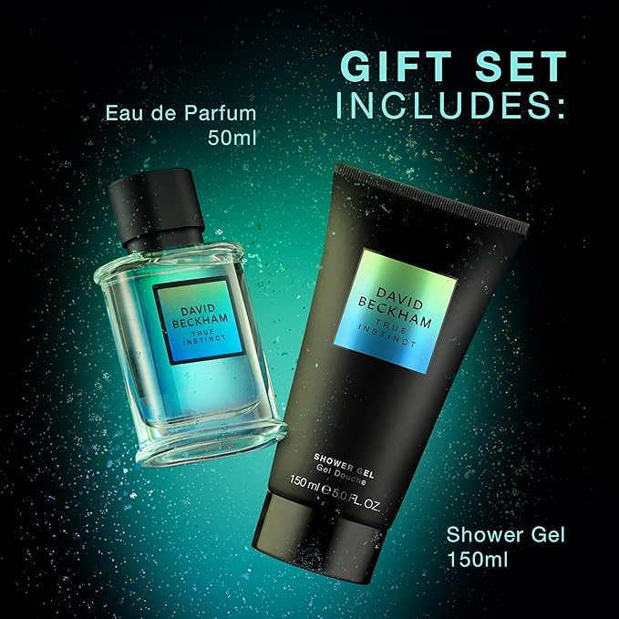 David Beckham True Instict Giftset 1.6 fl oz EDT + 5.0 fl oz Shower Gel, Notes of Pine, Cedarwood, and Vetiver, Men's Fragrance, Long Lasting, Everyday Fragrance,