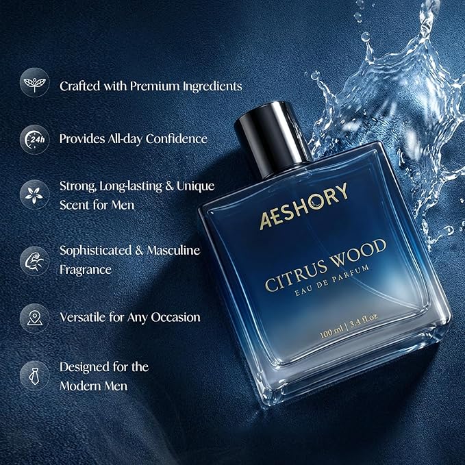 Aeshory Luxury Unisex Perfume, 3.4 FL OZ Long Lasting Eau De Parfum Cologne For Men & Women, Aromatic Citrus Wood Fragrance for Date & Gift, Fresh Scent Perfume Spray