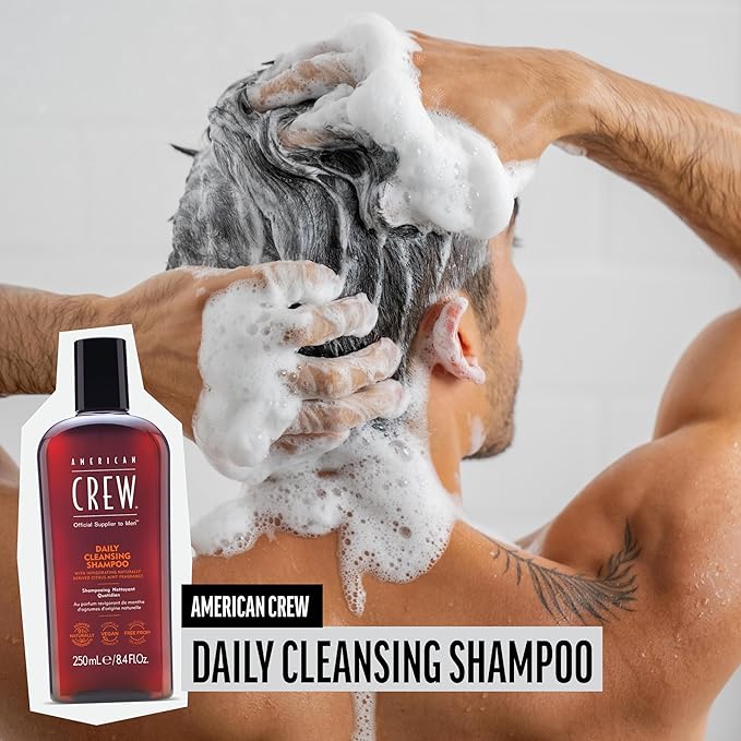 American Crew Shampoo for Men, Daily Cleanser, Naturally Derived, Vegan Formula, Citrus Mint Fragrance, 8.45 Fl Oz