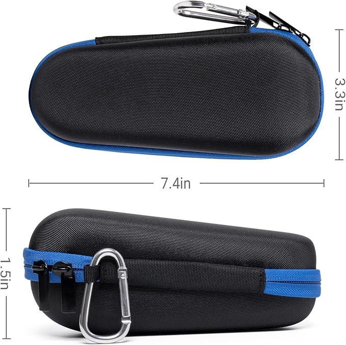 Nincha Electric Razor Case for Braun Series 3, 5, 7, 9 Shavers, Hard Shell EVA Travel Case with Charger Storage, Shaver Protective Carrying Case with Carabiner, Black&blue, 18.8 x 18 x 3.8 cm