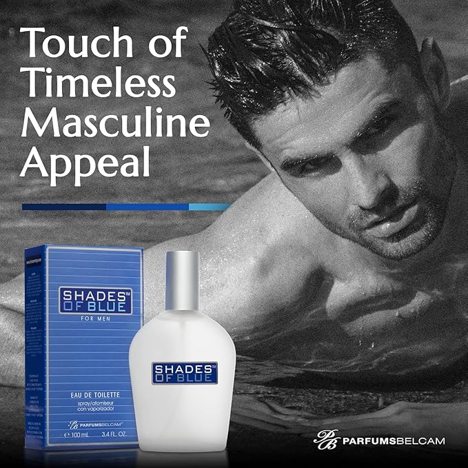 PB ParfumsBelcam Shades of Blue for Men, Our Version of Prestige Designer Eau de Toilette Spray, 100 mL.