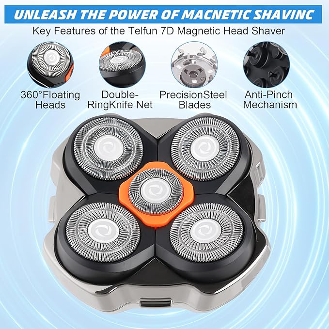 Universal 5 Magnetic Shaver Replacement Blades Compatible with FREEBird SHPAVVER Wyklaus Head Shaver and Other BRAND