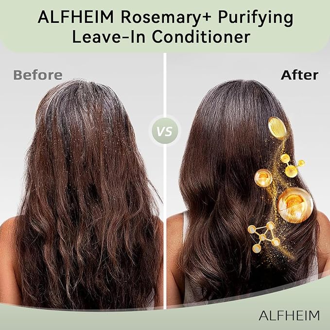ALFHEIM Rosemary+ Purifying Leave-In Spray Conditioning & Refreshing Spray for Oily & Fine Hair with Rosemary, Peppermint & Jojoba Oils – Mist – Lightweight, Smooths & Revives – 5.4 oz / 160 ml