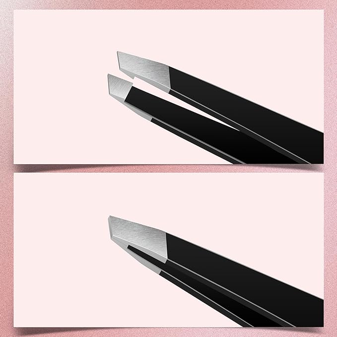 MARKHOR® Black Majesty Eyebrow Tweezers for Women Facial Hair, Splinter and Ingrown Hair Removal Tweezers Set, Professional Pointed and Slant Tweezers for Eyebrows, Precision Tweezers for Eyebrows