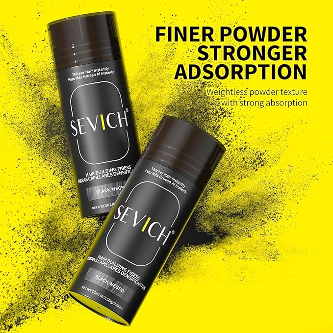 SEVICH Hair Fibers for Thinning Hair, Hair Building Fibers Instantly Thicker & Fuller Look,Hair Powder for Men & Women 25g Medium Brown