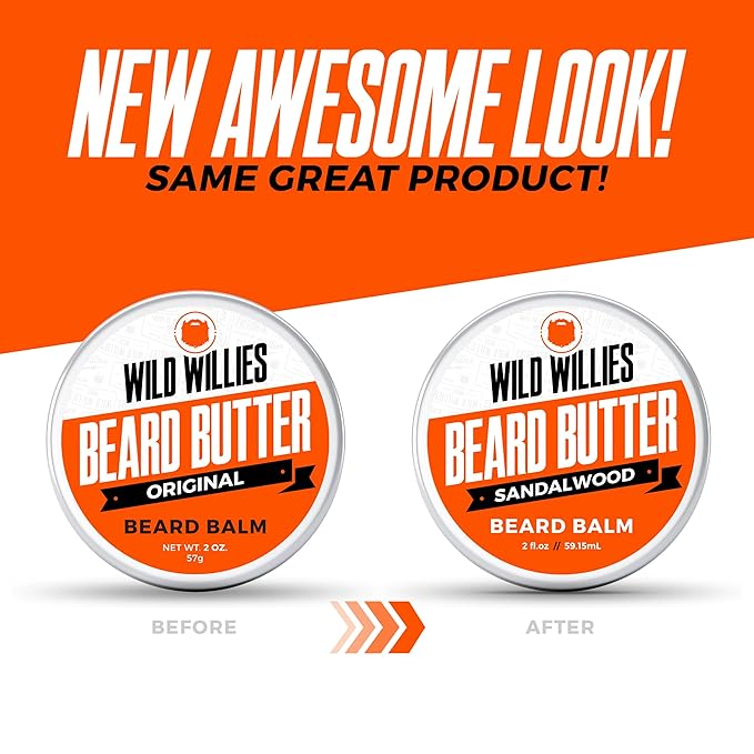 Wild Willies Beard Butter Leave-In Conditioner - Organic Beard Balm for Fast Beard Growth, Beard Care Softener - Beard Cream for Men to Remove Itch & Dandruff, Restores Moisture - 2 Oz (Pack of 2)