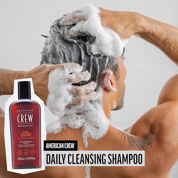 American Crew Shampoo for Men, Daily Cleanser, Naturally Derived, Vegan Formula, Citrus Mint Fragrance, 33.8 Fl Oz