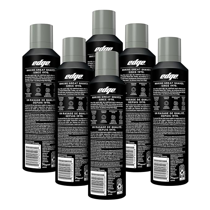 Edge Shaving Gel for Men, Ultra Sensitive with Colloidal Oatmeal, (6 Pack) - Shave Gel For Men That Moisturizes, Protects and Soothes To Help Reduce Skin Irritation