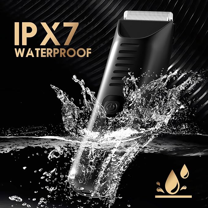 Body Hair Trimmer for Men - Pubic Hair Trimmer for Man - Electric Ball Shaver with LED Light - IPX7 Waterproof Wet/Dry Groomer kit for Groin -USB-C Rechargeable - Men's Pubic, Groin and Body Shave