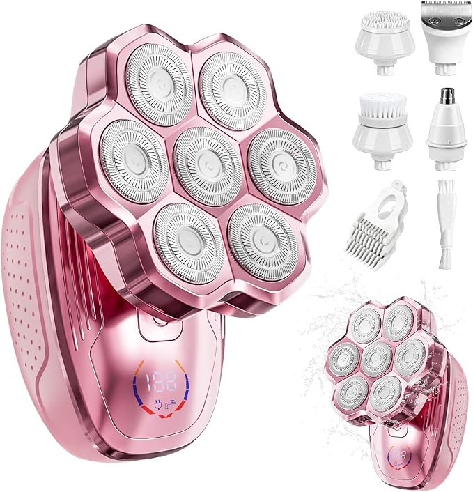 Electric Razors for Women Legs, 5-in-1 Electric Shaver for Women & Body Shaver, Waterproof Wet/Dry 7-Blade Women’s Electric Shaver with Womens Facial Hair Shaver for Lady Face Underarms Public