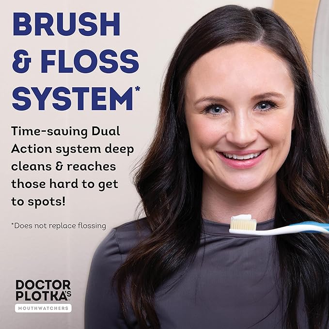 MOUTHWATCHERS Soft Flossing Toothbrushes for Adults, Bulk Pack of 12, Ultra Clean Manual Toothbrush Set for Sensitive Teeth & Gums, by Dr. Plotka, Assorted Colors