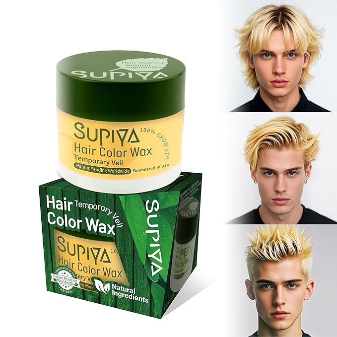 Temporary Hair Styling Color Wax, Yellow Hair Dye Color Wax Washable Natural Instant Hair Coloring Cream for DIY Hairstyle for Kids Men Women(Color #XC201)