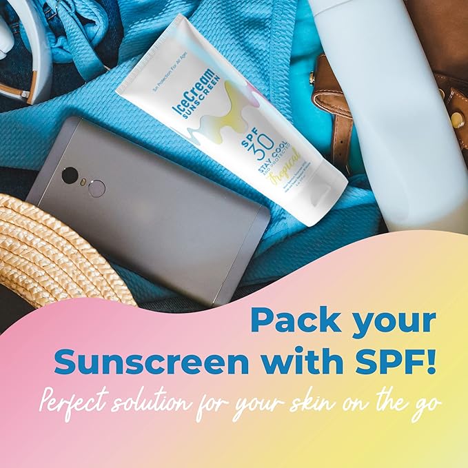 IceCream Sunscreen Tropical 6oz Pack of 1 - SPF 30 Face & Body Lotion Sunblock Moisturizer Water & Sweat-Resistant, Reef-Friendly & Cruelty-Free