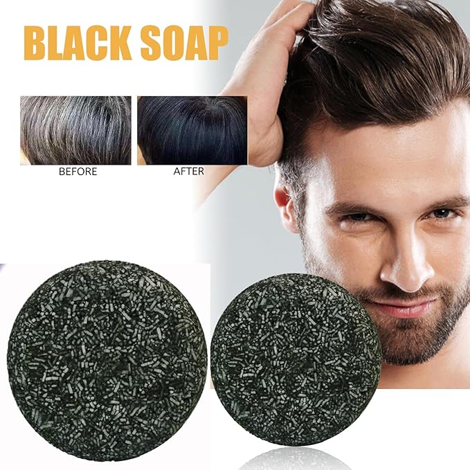 Gray Hair Reverse Bar, Black Hairs Soap For Men & Women, Hydrating & Moisturizing Scalp Care, For Gray Beard & Mane (2)
