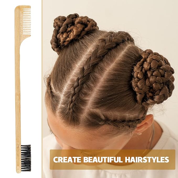 Geiserailie 6 Pieces Moustache Comb and Brush Beard Edge Brushes 2-in-1 Sapling Wood Mustache Comb Gentle Control Bamboo Eyebrow Hair Tool