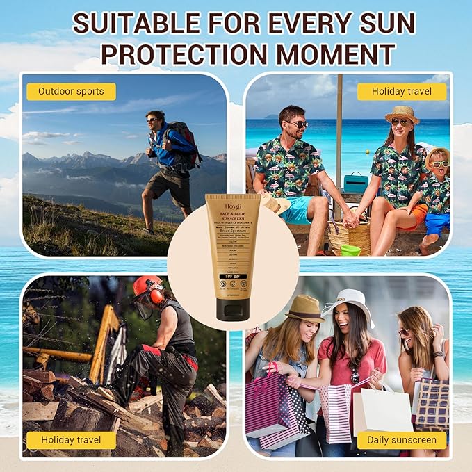 Beef Tallow Sunscreen, Natural Mineral Beef Tallow & Zinc Oxide Sunscreen SPF 50, Refreshing and Non-greasy Safest Formula, Water-Resistant Moisturizing for Women Men 3 oz (85 g)