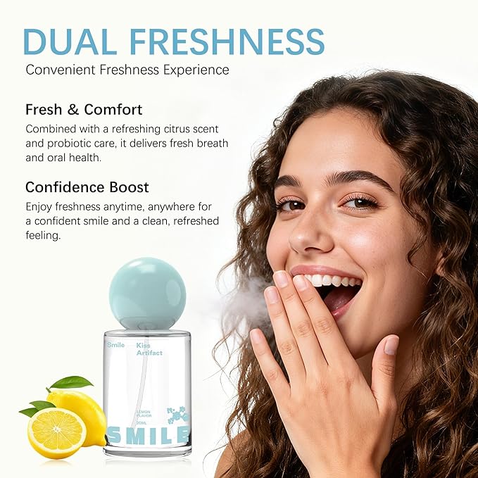 Probiotic Oral Spray for Long-Lasting Freshness, Alcohol-Free Oral Spray with Probiotics for Breath Care, Improve Oral Health, Cool Breath Probiotic Spray, Convenient Travel Sized Breath Spray (2pcs)
