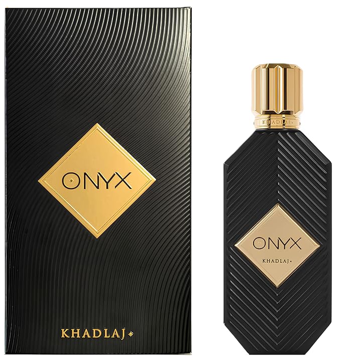 Khadlaj Onyx Gold – Aromatic, Sweet, Powdery, Musky – Eau de Parfum Spray Long-Lasting Fragrance for Unisex, 3.4 Ounce / 100ml