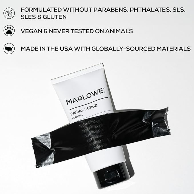 MARLOWE. Men's Face Wash & Scrub Bundle – Daily Cleanser with Natural Extracts + Exfoliating Formula with Fresh Woodsy Scent