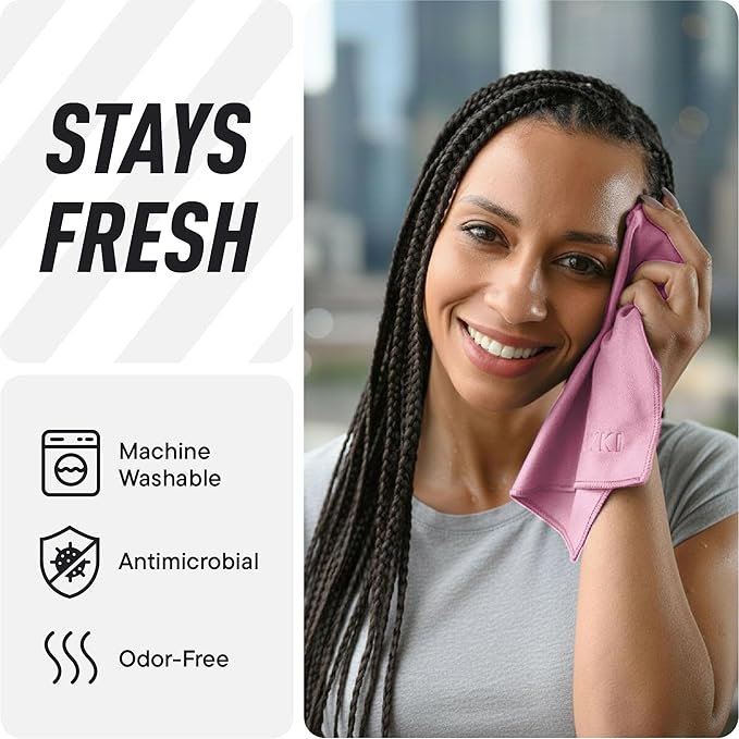 Sweat Absorbing Handkerchiefs - The Original Pocket-Sized Sweat Towels - Quick-Dry Microfiber Sweat Rags for Face, Hands, & Body - Men & Women - Gym, Sports, and Work (Pink: 5 Pack)