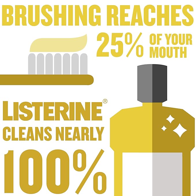 Listerine Original Oral Care Antiseptic Mouthwash with Germ-Killing Formula to Fight Bad Breath, Plaque and Gingivitis, 500 mL