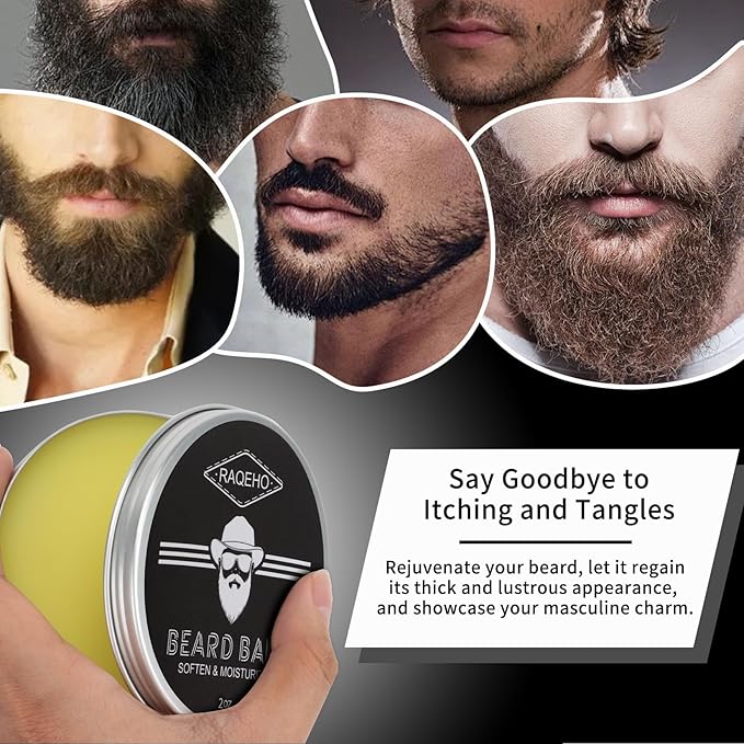 2oz Beard Balm for Men - Mustache Wax Mens Beard Leave In Conditioner Butter Wax Cream Softener Shea Moisturizer Grooming Styling Dandruff Treatment Maintenance Gifts Care Products(Sandalwood)