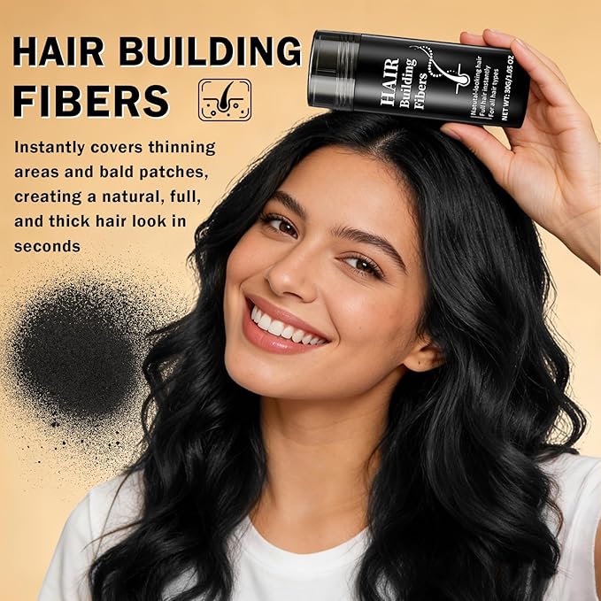 Hair Fibers for Thinning Hair for Men & Women Hair Building Fibers Instant Cover Up & Volume Instantly Hair Filler - 01 Black