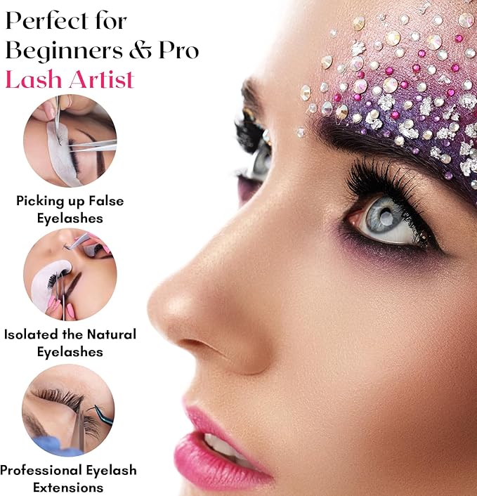 2pcs Curved Isolation Tweezers for Eyelash Extensions – 14cm Stainless Steel, Best for Individual Isolation & Classic Lashes