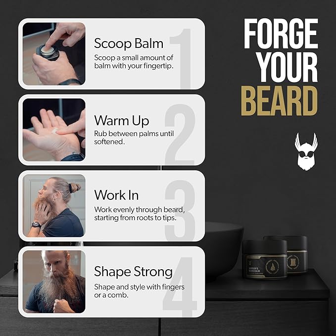 The Beard Struggle Warrior’s Beard Balm - Gold Collection, Asgardian Secret - Non-Greasy Low-Hold Formula, Luxurious Cologne-Grade Fragrances 100% Natural and Plant-Based Ingredients - 50g
