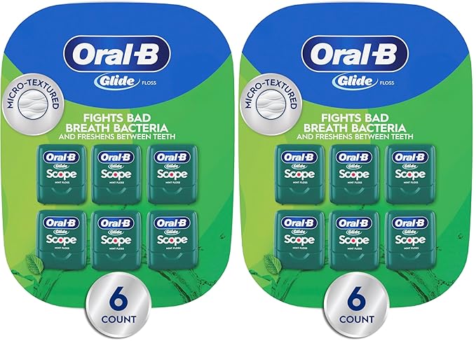 Oral-B Glide Dental Floss, Scope Mint Flavor, 40 m, 6 Count (Pack of 2)