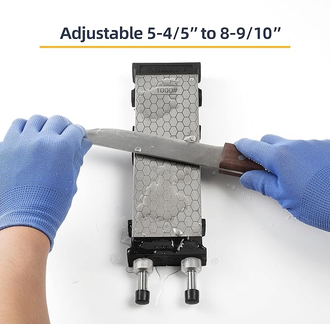 S SATC Sharpening Stone Holder,Adjustable 5-4/5 Inch to 8-9/10 Inch,Rubber Stainless Steel No-Slip Sharpening Stone Base for Diamond Stones