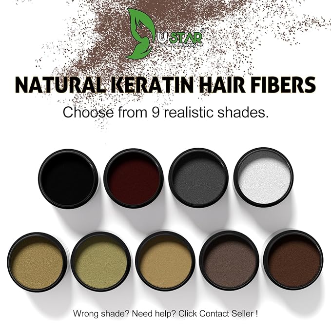 Ustar Hair Building Fibers for Thinning Hair 12g Conceals Hair Loss Instantly Thicker Fuller Natural Look 9 Shades for Women & Men (Dark Brown)