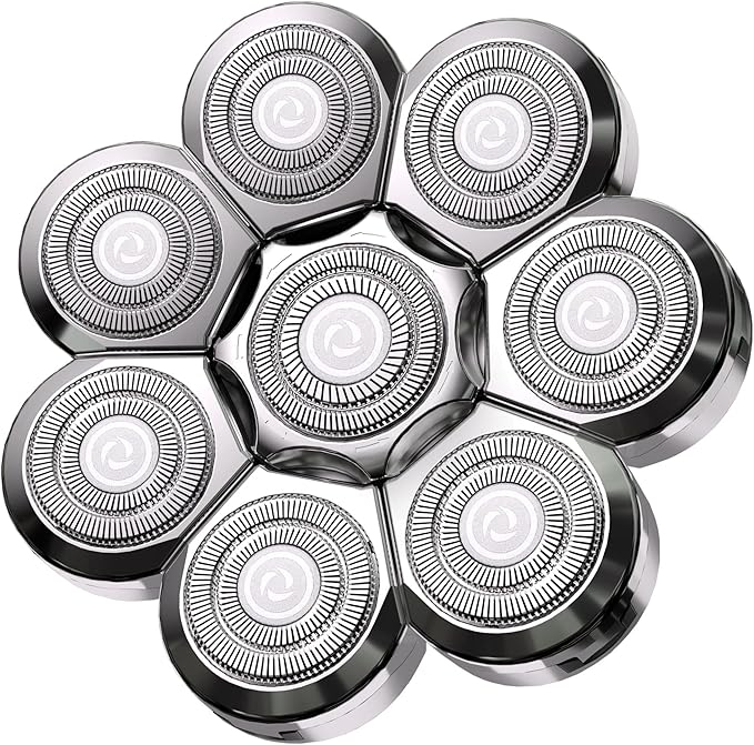 Universal Replacement Heads for Blade,Replacement Blades Compatible with Most Major Head Shaver Brands, Easy-to-Install Electric Razor Shaver Heads for Bald Men. (8 Silver)
