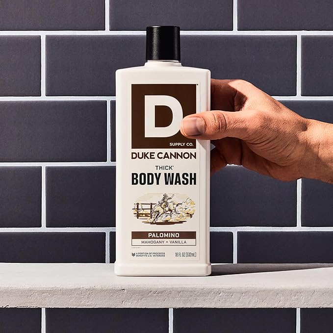 Duke Cannon Supply Co. Thick High Viscosity Body Wash – 3X Thicker, Cleansing Shower and Bath Gel, Mineral-Enriched for Men – Shower Gel – Men’s Body Scrub – Palomino 3 pack –18 oz