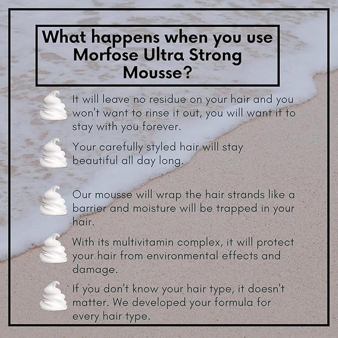 Morfose Hair Mousse - Voluminous Hair Styling Foam for Women and Men - Special Formula Mousse for Hair Styling - Stronger Hold and Volume Boosting (6.76 Fl oz, Ultra Strong)