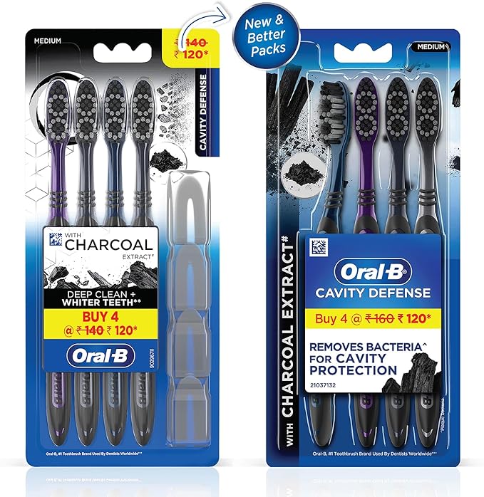 Oral B Cavity Defense 123 Black Toothbrush � Medium (Pack of 4)