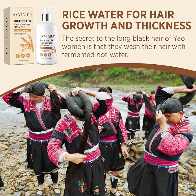 Svvimer Rice Water Hair Growth Shampoo - Thickening Shampoo with Biotin for Hair Loss and Thinning Hair