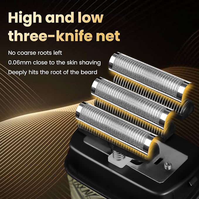 Foil Shavers for Men, Electric Razor with Triple Blades, LED Display, Cordless Rechargeable Shavers for Men, Men's Foil Shaver for Close Shave, Dry & Wet Shave