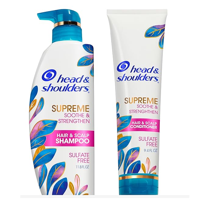 Head & Shoulders Supreme Anti-Dandruff Shampoo and Conditioner Set, 1% Pyrithione Zinc, Sulfate-Free, Argan Oil and Rose Essence, for Dry Scalp and Dandruff, 21.2 fl oz