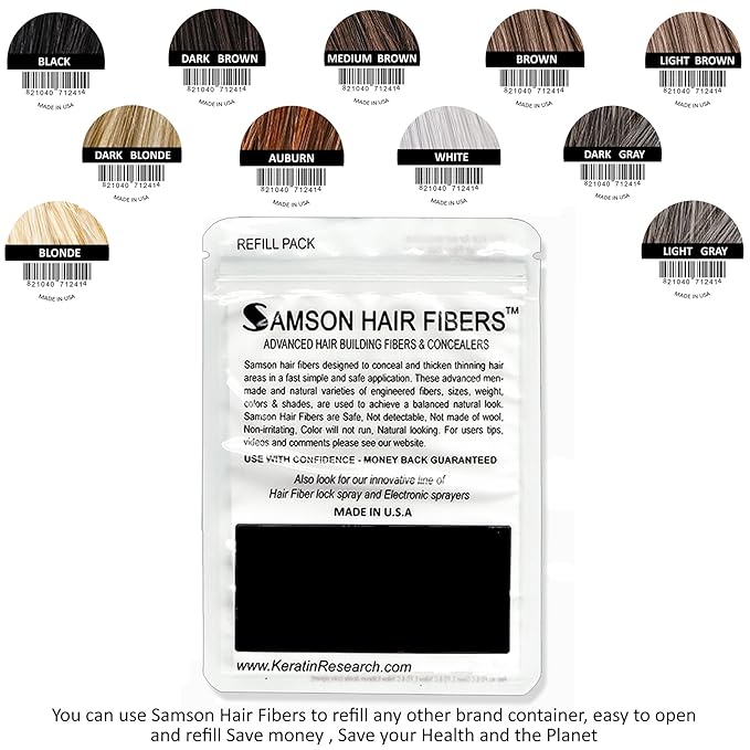 for Thinning Hair - 100% Undetectable Natural Formula - Completely Conceals Hair Loss in Seconds. Covers bald spots. Thicken your hair instantly - 25 Grams Refill (DARK BLONDE)