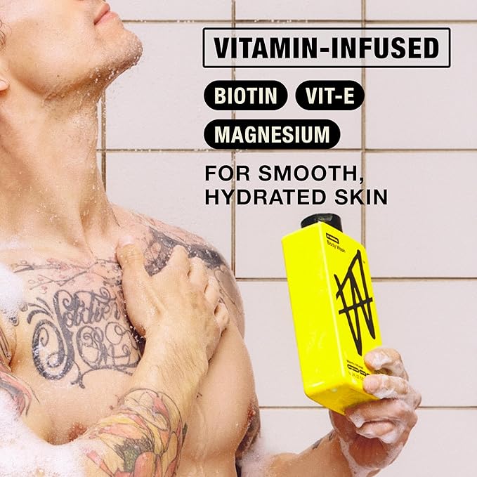 W By Jake Paul Body Wash for Men, Exfoliating Shower Gel with Jojoba Oil, Deep Clean Hydrating Mens Bodywash, Original Scent, 18 fl oz