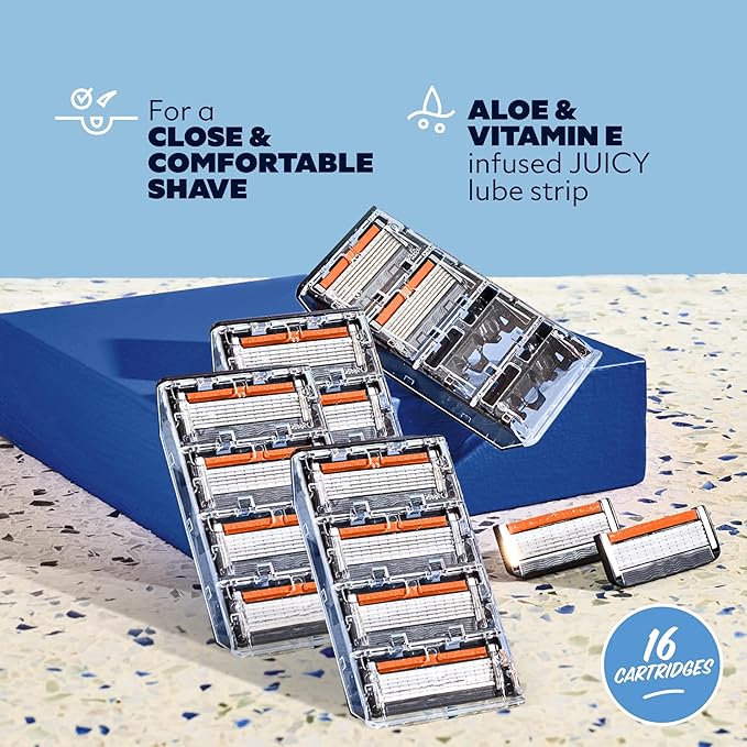 Dollar Shave Club | 6 Blade Razor Refills (16 Pack) | 6 Stainless Steel Blades for a Close & Comfortable Shave