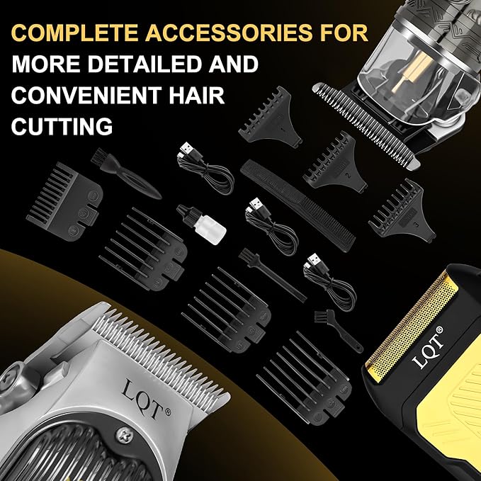 Professional Cordless Hair Clippers and Precision Beard Trimmer Set for Men, Barber-Grade Grooming Kit with Foil Shaver & USB Rechargeable Hair Cutting Machine, LED Display, Gifts for Men,Home Use