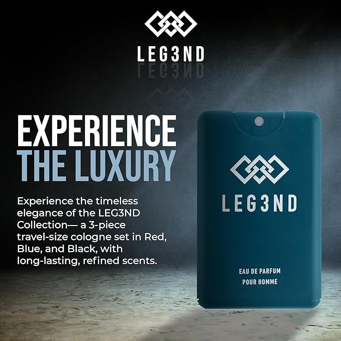 LEG3ND Pocket Sprays Collection - Red, Blue & Black - 3 Piece Set Travel Cologne for Men - Fresh, Sexy & Long-Lasting Eau de Parfum Fragrance (0.68oz Each)