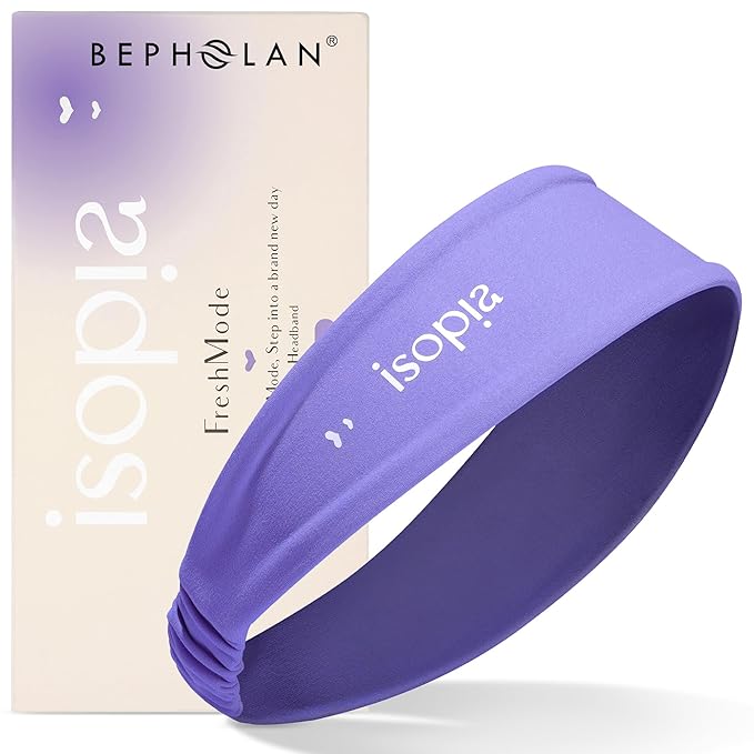 BEPHOLAN Eyelash extension isolation headband, purple headband Sport Headbands for Women, Elastic Soft Fabric Non-Slip Hair Bands Hair Warp for Daily Workout Yoga Running Sports