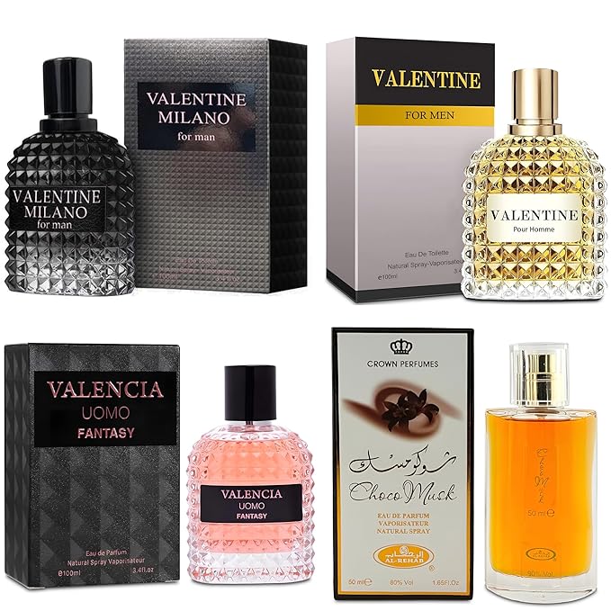 Men's Cologne Gift Set Include Valentine Milano,Valentine,Choco Musk & Valencia UOMO Fantasy | Vanilla Bourbon, Leather & Amber Floral Fragrance | Luxury Eau de Toilette